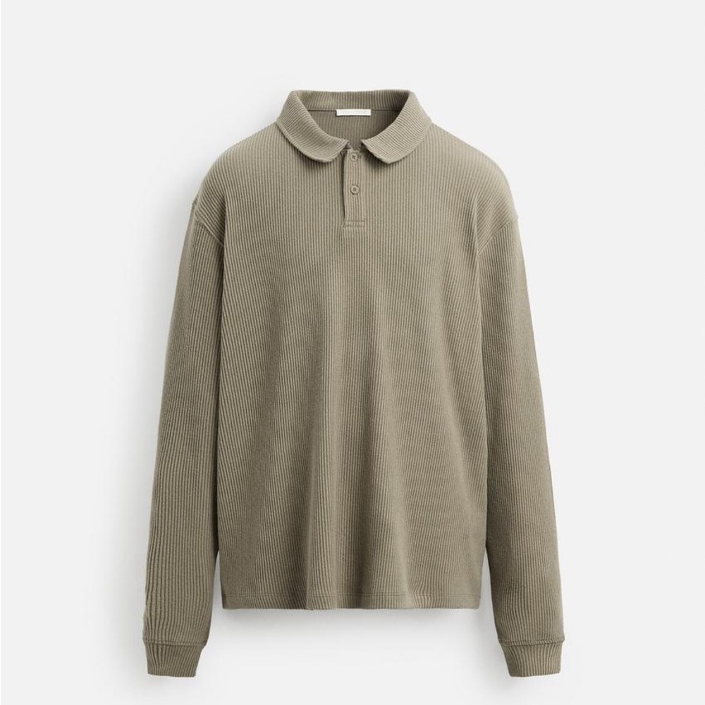 Zara Men’s Textured Ribbed Polo Size L